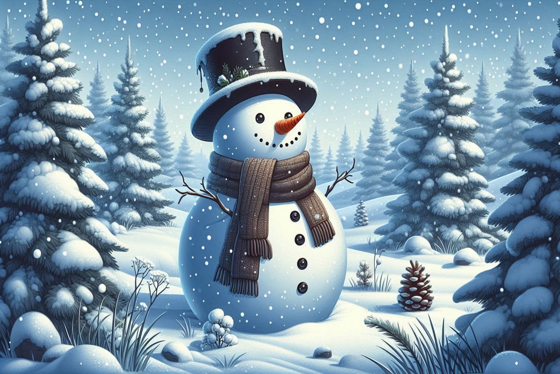 Ansichtkaart Deftige Sneeuwpop