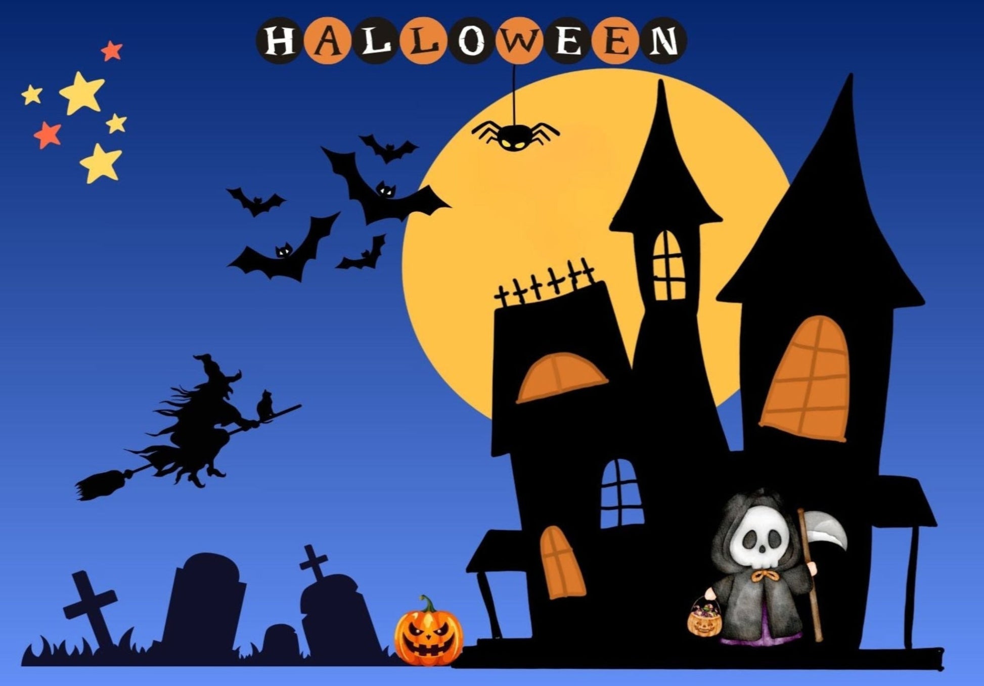 Ansichtkaart Halloween by night