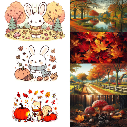 Set of 7 'Autumn' postcards