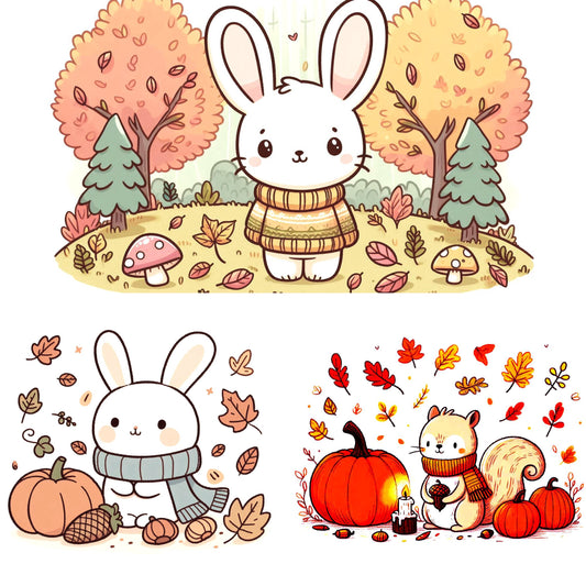 Set of 6 'Autumn Animals' postcards