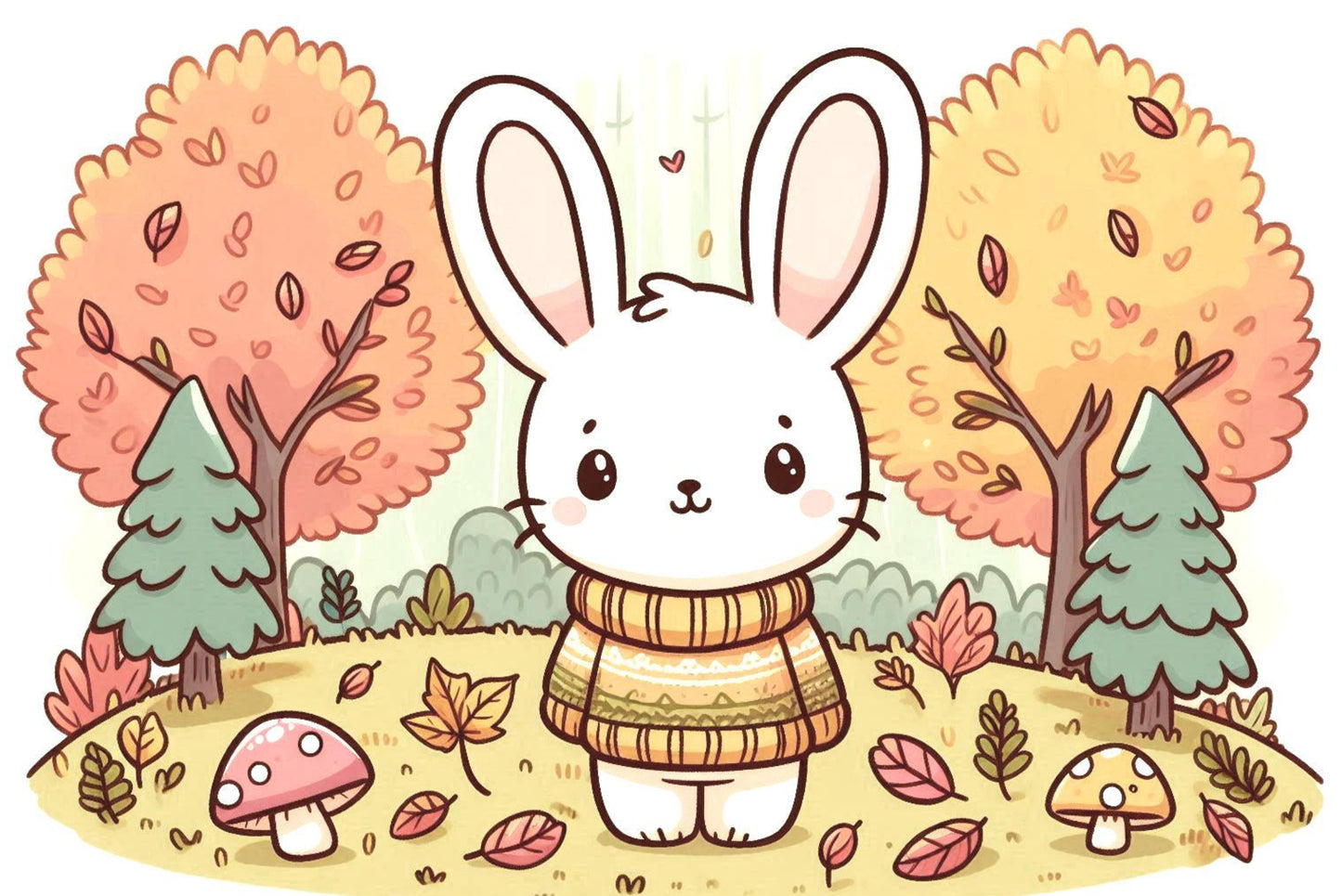 Ansichtkaart Herfstkonijn in het bos