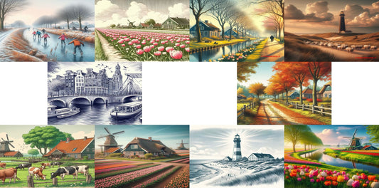 Set of 10 'Typical Dutch Signed' postcards