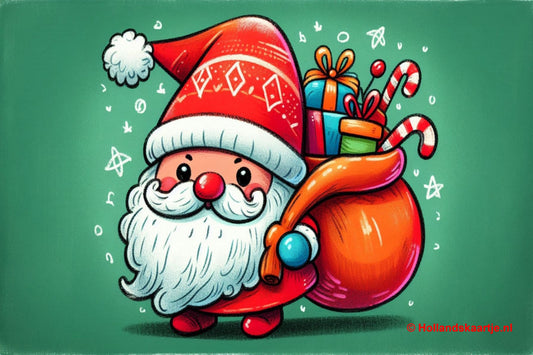 Postcard Santa Claus with presents