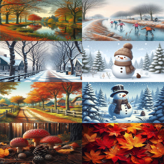 Set of 8 'Cold Weather' postcards