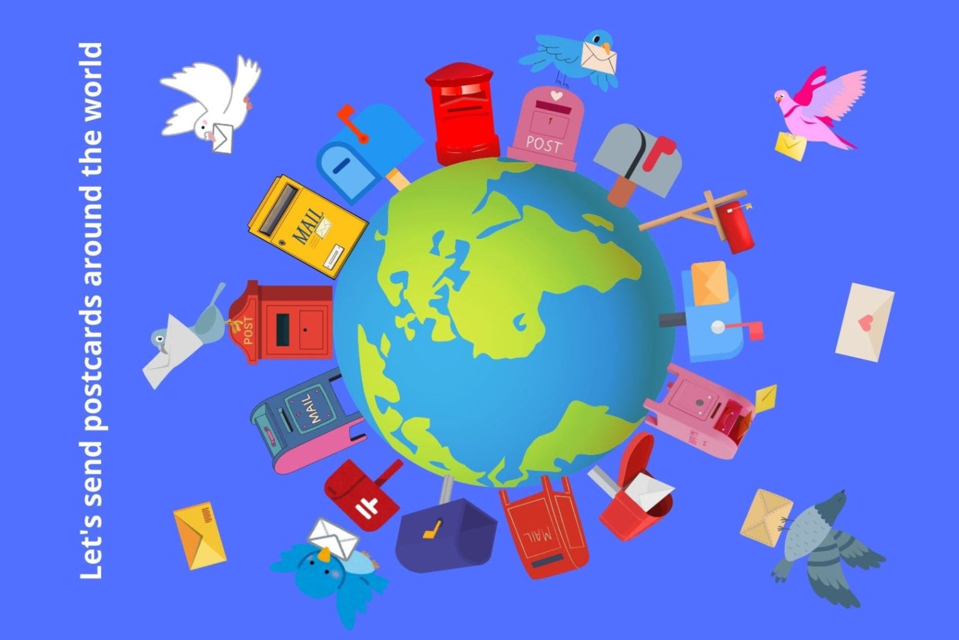 Ansichtkaart Let's send Postcards