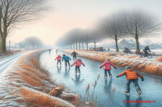 Ansichtkaart Schaatsen op de sloot voor Postcrossing