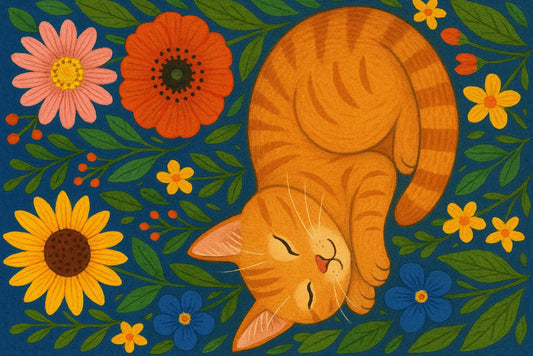 Ansichtkaart slapende kat