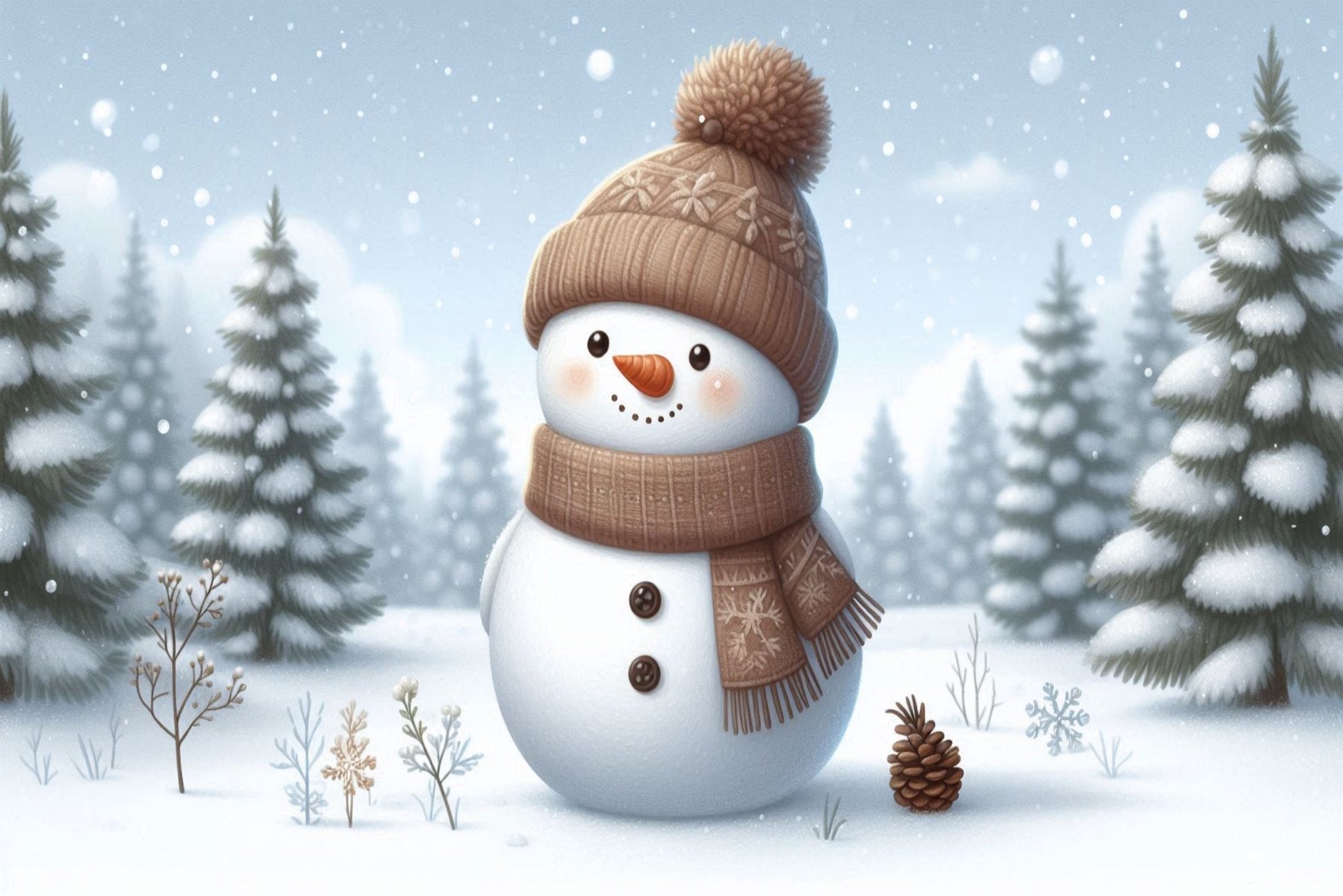 Ansichtkaart  sneeuwpo in het bos