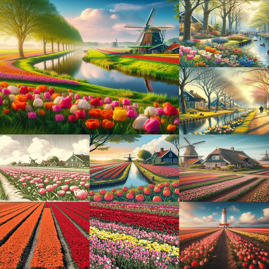 Set of 9 'Tulips' postcards