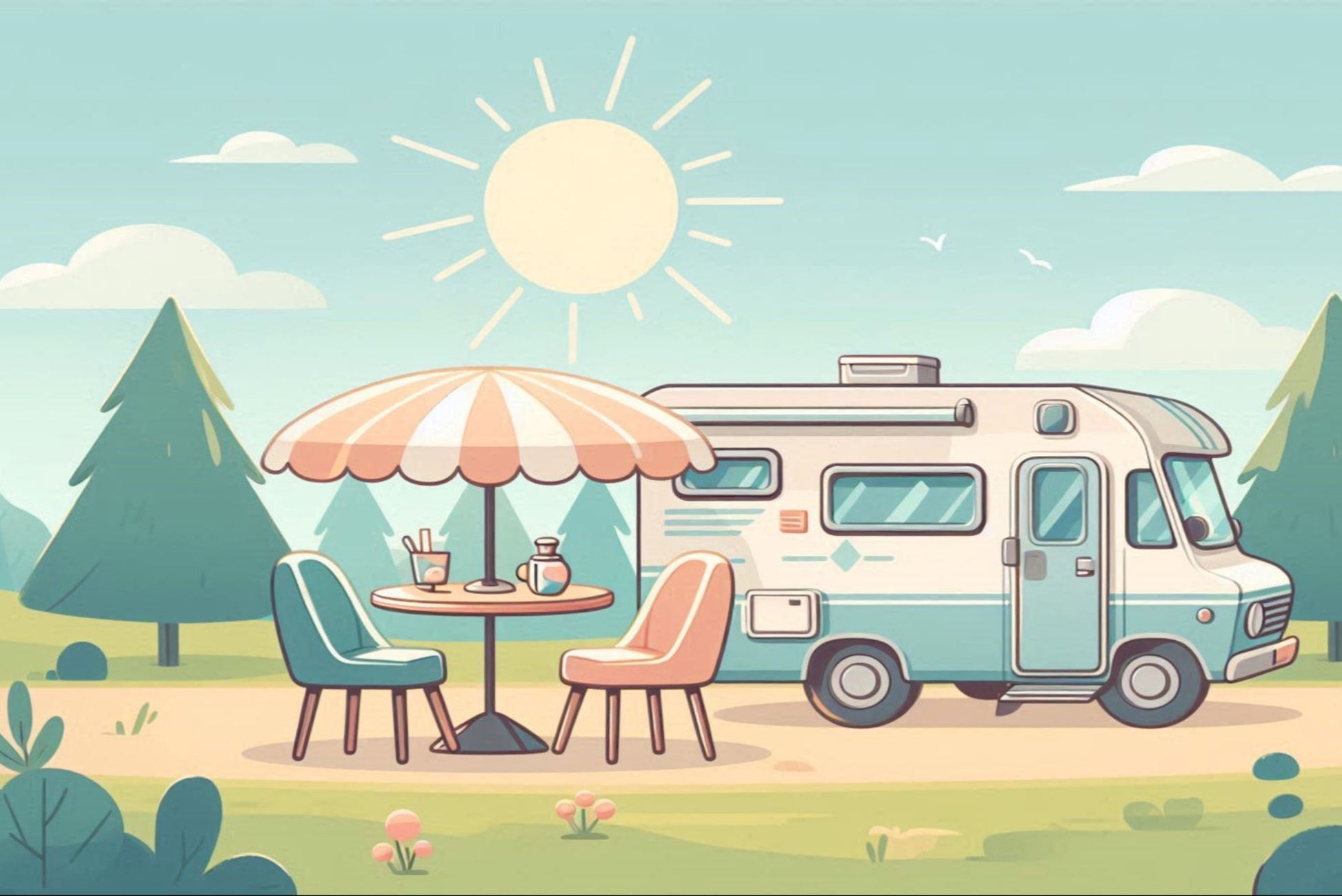 Ansichtkaart vakantie camper