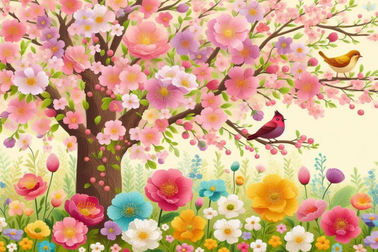 Ansichtkaart vogels in lentetuin