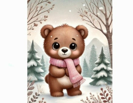 Postcard Winter Animals - Brown Bear