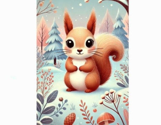 Postcard Winter Animals - Squirrel