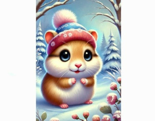 Postkarte Wintertiere - Hamster