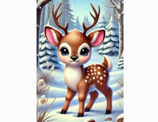 Postcard Winter Animals - Deer