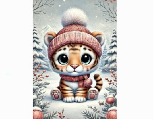 Postcard Winter Animals - Tiger