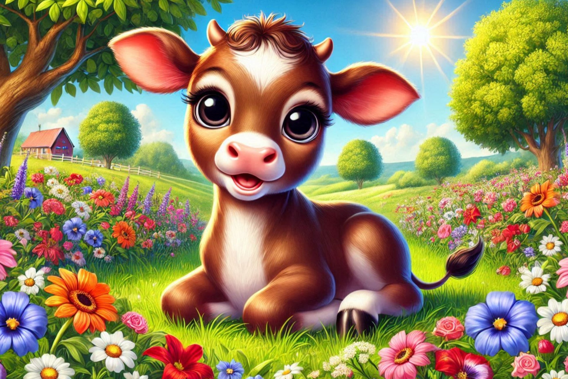 Ansichtkaart zomerdieren koe