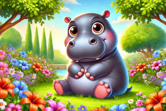 Ansichtkaart zomerdieren nijlpaard