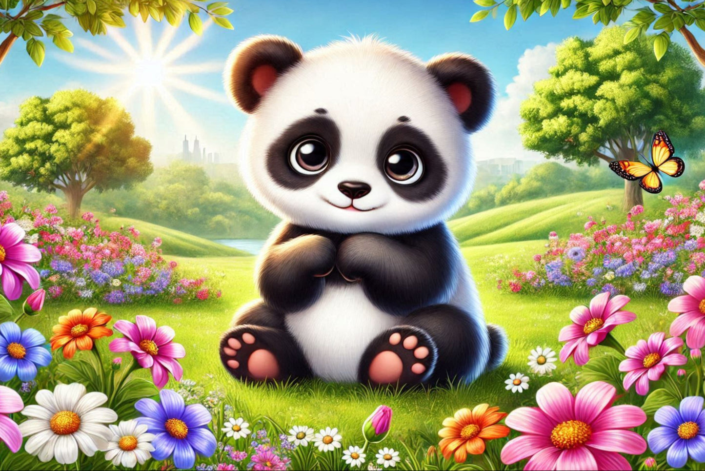 Ansichtkaart zomerdieren panda